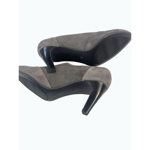 Ecco Shoes Casual Pump Heels Slip On Grey Suede Closed Toe 37 US 6 6.5 - Picture 4 of 6